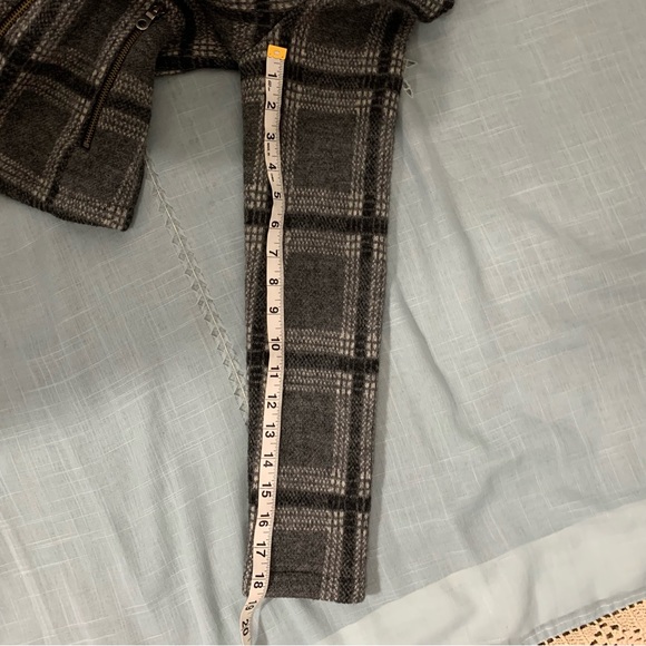 Joie gray plaid wool jacket with asymmetrical zipper - Picture 9 of 12